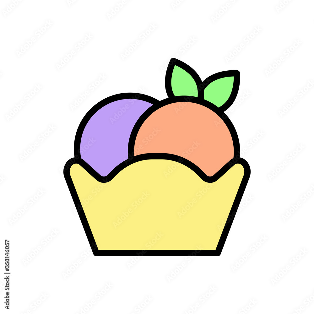 Poster ice cream, plate icon. simple color with outline vector elements of freeze sweet icons for ui and ux