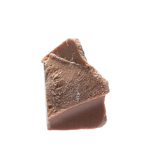 Piece of delicious milk chocolate isolated on white