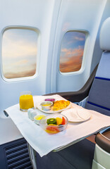 Food on the plane, business class travel