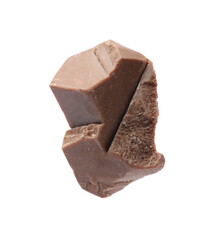 Piece of delicious milk chocolate isolated on white