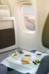 Food on the plane, business class travel