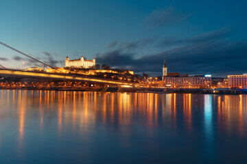 Fototapeta na wymiar Bratislava historical center with the castle over Danube river, Bratislava, Slovakia