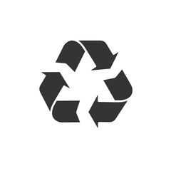 Recycle glyph black icon. Zero waste lifestyle. Eco friendly. Pollution prevention symbol. Enviroment protection. Template for web page, app, promo. UI UX GUI design element