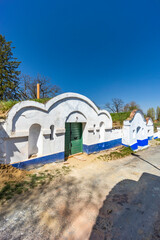 Group of typical outdoor wine cellars in Plze near Petrov, Southern Moravia, Czech Republic