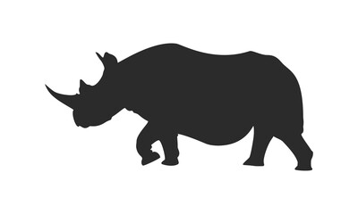 Rhino silhouette isolated on white background. Rhino icon. Rhinoceros silhouette. Vector illustration