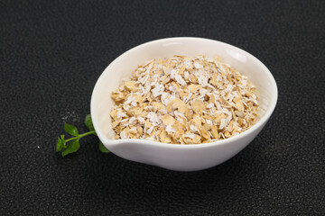 Raw oats in the bowl