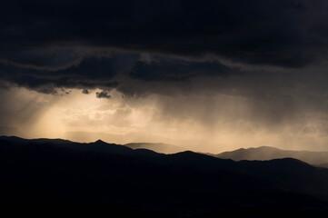 Light contrast of a storm in the mountains.