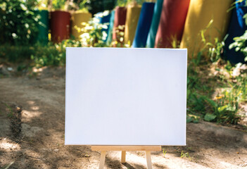 White empty mockup template poster canvas painting