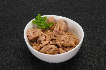 Canned tuna fish in the bowl