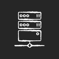 Proxy server chalk white icon on black background. Online resource access. Internet privacy and virtual traffic routing. Private VPS technology, data center. Isolated vector chalkboard illustration