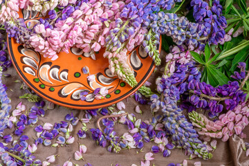 Obraz na płótnie Canvas summer background bouquet lupine