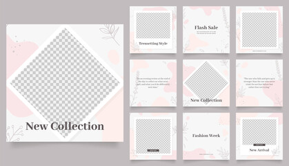 social media template banner fashion sale promotion. fully editable instagram and facebook square post frame puzzle trendy sale poster. pink vector background
