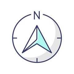 Navigator arrow RGB color icon. Modern navigation technology, global positioning system, geolocation. GPS guide cursor pointing to north isolated vector illustration