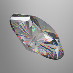 3d illustration of diamond on grey background