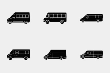 Van transportation Vector icons set