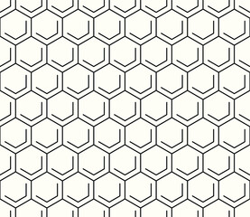 Honeycomb pattern in black, geometric background with hexagonal tiles