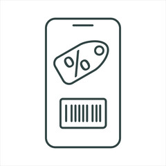 personal discount with code, line icon