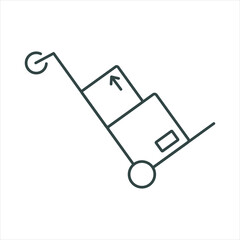 two parcels on a trolley, line icon