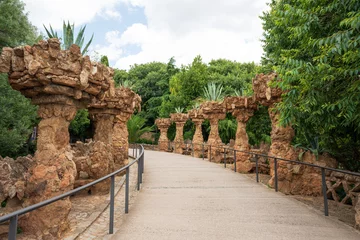 Wandcirkels tuinposter BARCELONA, CATALONIA, SPAIN - JUNE 12, 2020: The famous Parc Güell designed by the architect Gaudi. Without tourists during phase 2 of the Covid-19 deescalation in the city of Barcelona. © Xavi Lapuente
