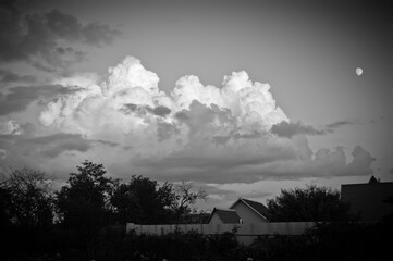 Beautiful black and white landscape with dramatic sky.