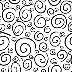 Simple digital drawing seamless pattern with spirals in doodle style.  Great basic for print, badge, party invitation, banner, holidays cards, print, paper, design.