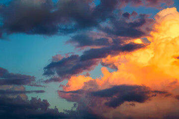 Orange sky stock to design. dramatic sunset sky. Beautiful natural background.