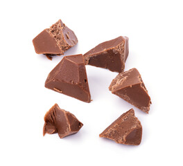 dark milk chocolate chips isolated on a white background