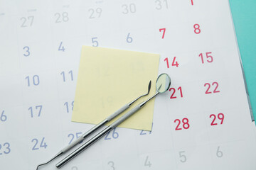 Dental Hygiene and Health concept. Reminder dentist appointment in calendar and professional dental...