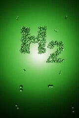 3d render: Abstract hydrogen molecules H2 forming the letters 