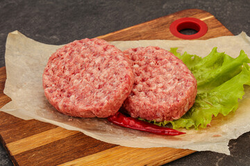 Raw beef cutlet for burger