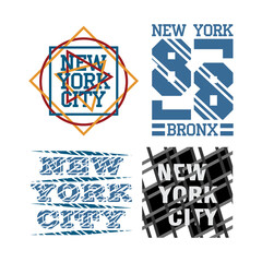 set t-shirt new york city, Sport wear, set sport typography emblem