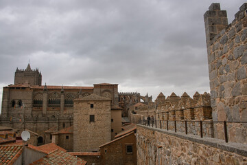 Ávila, Castile and León, Spain - Jul 2011
Prominent medieval town walls, built in the Romanesque style
