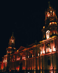 Fototapeta na wymiar Arequipa Cathedral at night