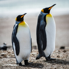Couple of the King penguins in Antarctica