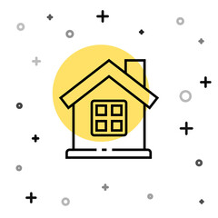 Fototapeta premium Black line House icon isolated on white background. Home symbol. Random dynamic shapes. Vector Illustration