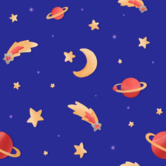 seamless pattern outer space. cosmic illustration.