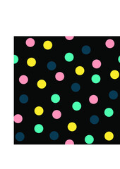 Multicolor polka dots pattern on black background 