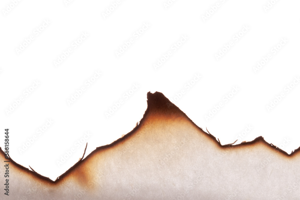Poster burnt paper edges isolated on white background. template for design