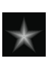 Halftone five pointed white star on black background