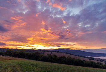 Obraz na płótnie Canvas Sunrise in National park Poloniny, Carpathians, Slovakia
