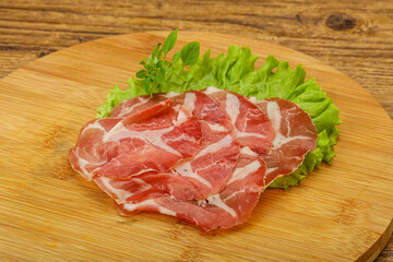 Smoked pork neck slices snack