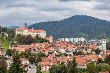 Obraz premium Skofja Loka castle and town in Slovenia