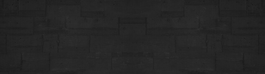 Black anthracite dark stone concrete boards texture background panorama banner long, with copy space