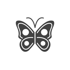 Product for sensitive skin or kid cosmetic glyph black icon. Butterfly symbol. Label for natural cosmetic sign. Skin care. Pictogram for web page, mobile app, promo