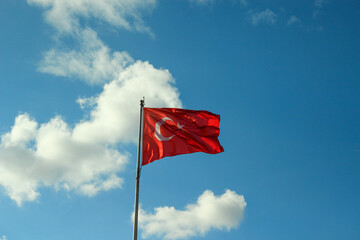 Turkish flag on the blue sky