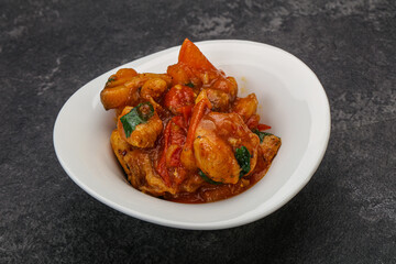 Chicken with oyster sauce and vegetables