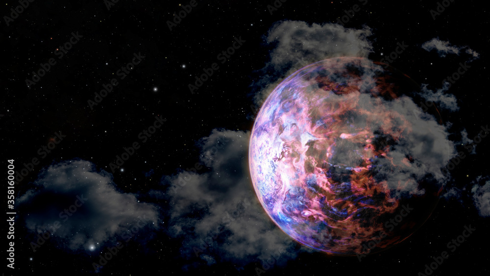 Poster sunset alien planet. elements of this image furnished by nasa.
