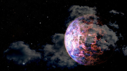 Sunset alien planet. Elements of this image furnished by NASA.