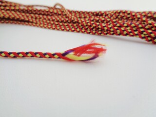 Close up prusik rope texture. Prusik  rope sometime used as rope bracelet.