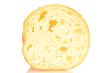 Fresh aromatic, cheese donuts, close-up, on a white background.